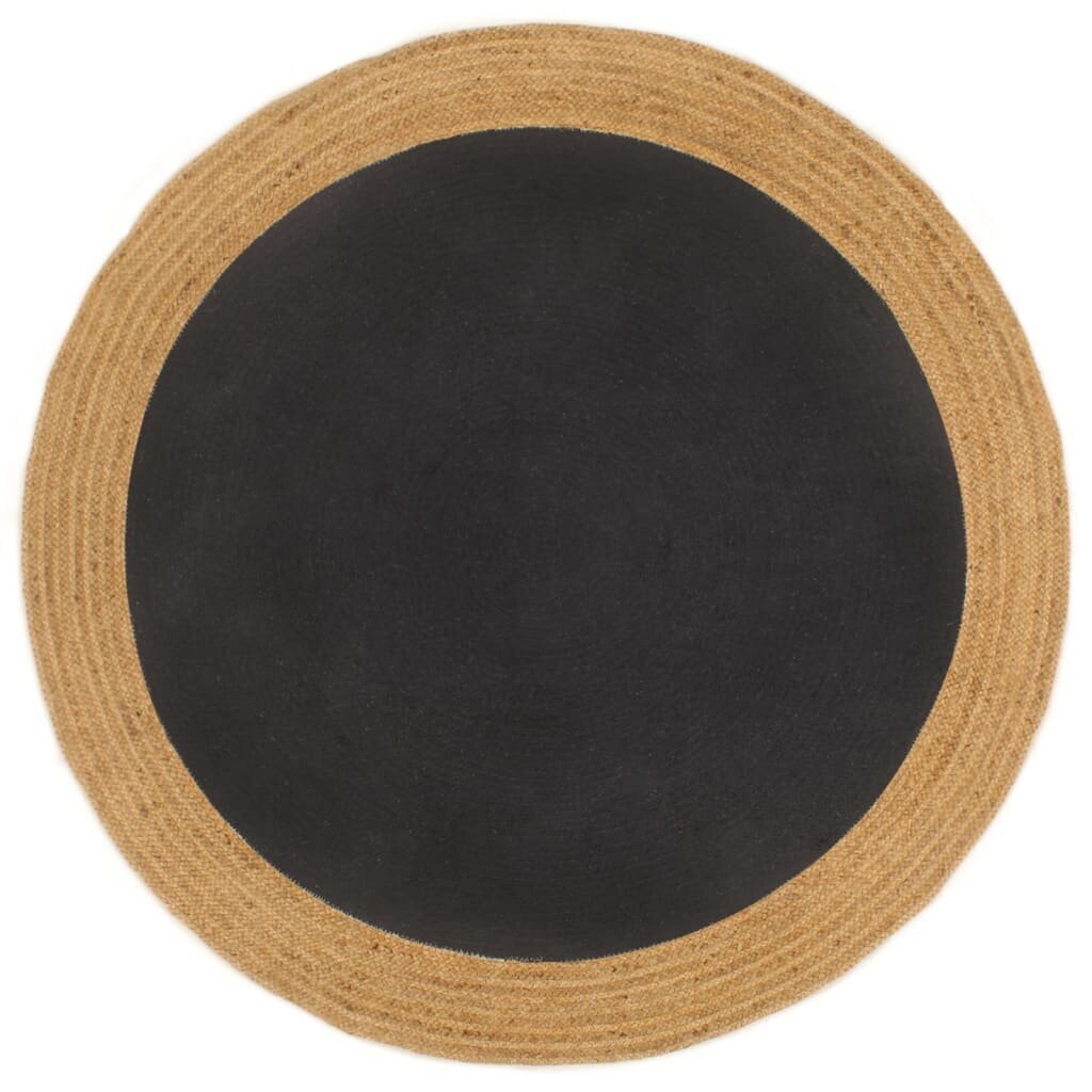 Apaļš paklājs, melns/brūns, 150cm, džuta/kokvilna cena un informācija | Paklāji | 220.lv