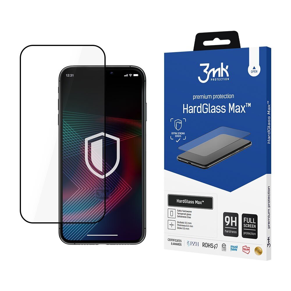 LCD aizsargstikls 3MK Hard Glass Max Finger Print Samsung S918 S23 Ultra 5G melns cena un informācija | Ekrāna aizsargstikli | 220.lv