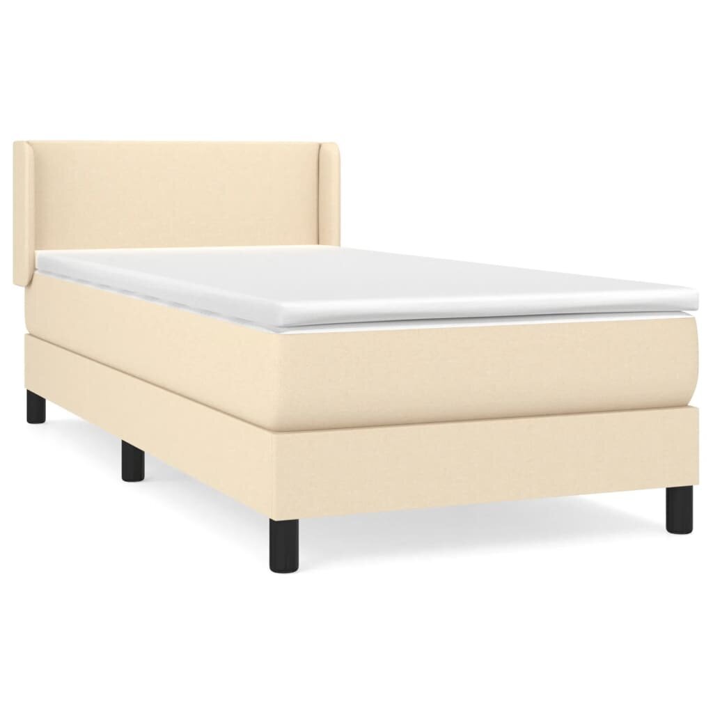 vidaXL atsperu gultas rāmis ar matraci, krēmkrāsas, 80x200 cm, audums цена и информация | Gultas | 220.lv