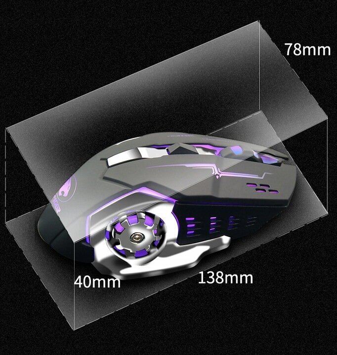 Bezvadu Spēļu pele, Usb Uzlādējama 1600 Dpi ar RGB LED fona apgaismojumu un DPI regulēšanu cena un informācija | Peles | 220.lv
