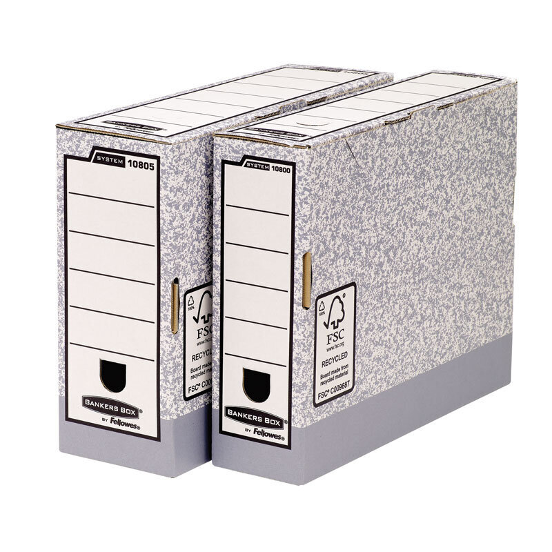 Arhīva kaste FELLOWES, 260 x 100 x 315 mm, pelēks un balts iepakojums 4 gab. cena un informācija | Kancelejas preces | 220.lv