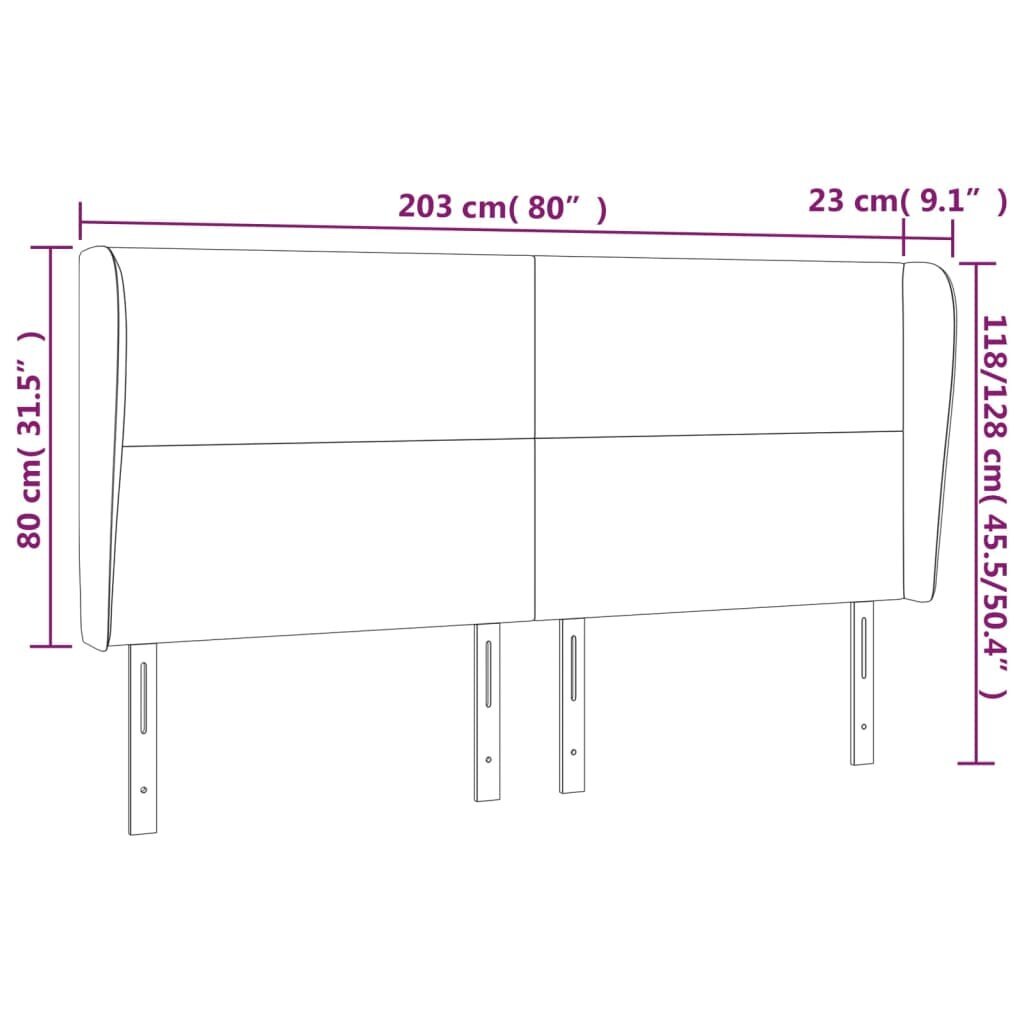 Galvgalis ar malām, 203x23x118/128 cm, tumši zils samts cena un informācija | Gultas | 220.lv