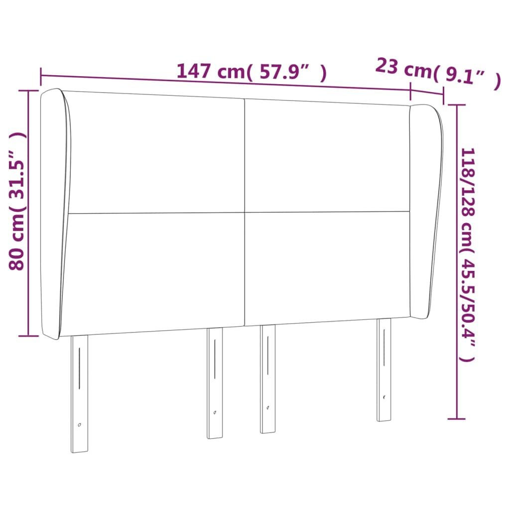 Galvgalis ar malām, 147x23x118/128 cm, balta mākslīgā āda cena un informācija | Gultas | 220.lv