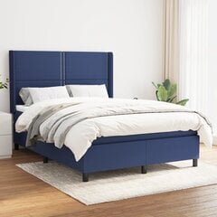 vidaXL atsperu gulta ar matraci, zils audums, 140x190 cm цена и информация | Кровати | 220.lv