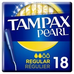 Tamponi Tampax Pearl Regular 18 gab. cena un informācija | Tamponi, higiēniskās paketes, ieliktnīši | 220.lv