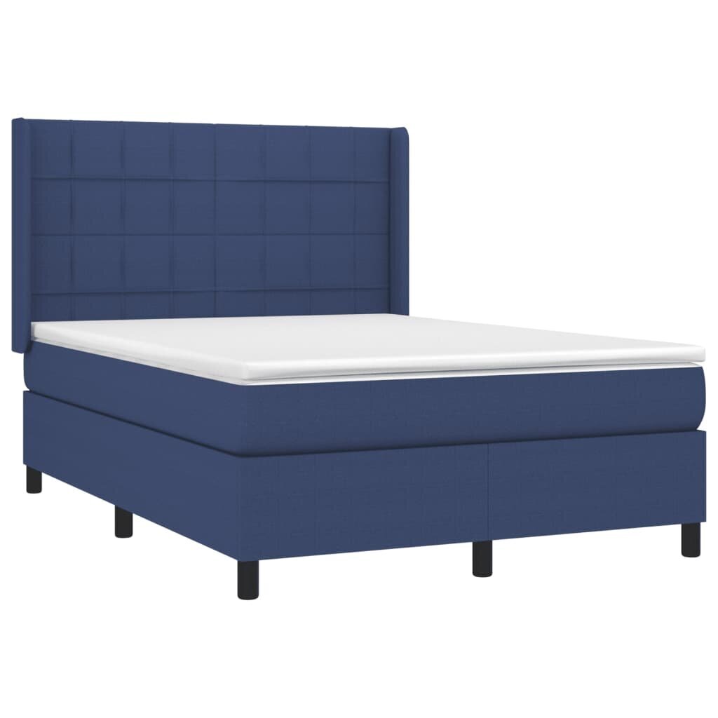 vidaXL atsperu gulta ar matraci, zils audums, 140x190 cm цена и информация | Gultas | 220.lv