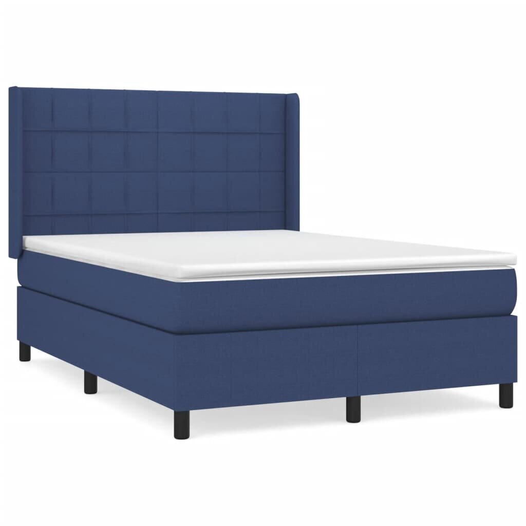 vidaXL atsperu gulta ar matraci, zils audums, 140x190 cm цена и информация | Gultas | 220.lv