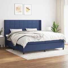 vidaXL atsperu gultas rāmis ar matraci, zils audums, 200x200 cm cena un informācija | Gultas | 220.lv