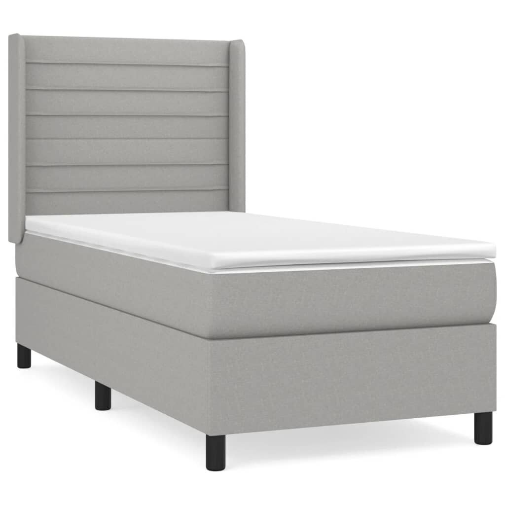 vidaXL atsperu gultas rāmis ar matraci, gaiši pelēks audums, 80x200 cm цена и информация | Gultas | 220.lv