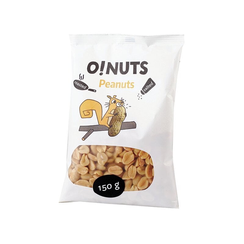 Grauzdēti un sālīti zemesrieksti O!Nuts, 150 g cena un informācija | Uzkodas, čipsi | 220.lv