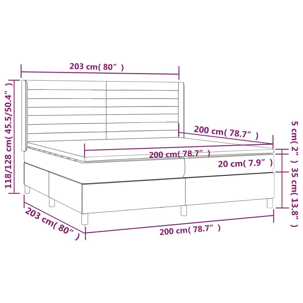 vidaXL atsperu gultas rāmis ar matraci, melns audums, 200x200 cm цена и информация | Gultas | 220.lv