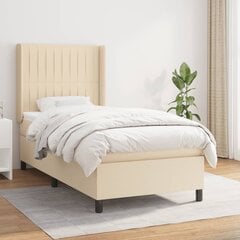 vidaXL atsperu gultas rāmis ar matraci, krēmkrāsas, 80x200 cm, audums цена и информация | Кровати | 220.lv