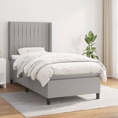 vidaXL atsperu gulta ar matraci, gaiši pelēks, 90x200 cm, audums цена и информация | Кровати | 220.lv
