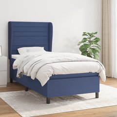 Atsperu gultas rāmis ar matraci vidaXL, 100x200 cm, zils цена и информация | Кровати | 220.lv