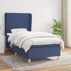 Atsperu gultas rāmis ar matraci vidaXL, 90x200 cm, zils cena un informācija | Gultas | 220.lv