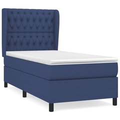 Atsperu gultas rāmis ar matraci vidaXL, 90x200 cm, zils cena un informācija | Gultas | 220.lv