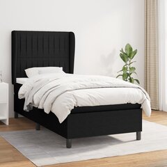 Atsperu gultas rāmis ar matraci vidaXL, 90x200 cm, melns цена и информация | Кровати | 220.lv