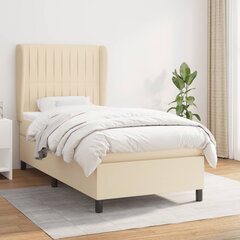 Atsperu gultas rāmis ar matraci vidaXL, 90x200 cm, krēmkrāsas цена и информация | Кровати | 220.lv