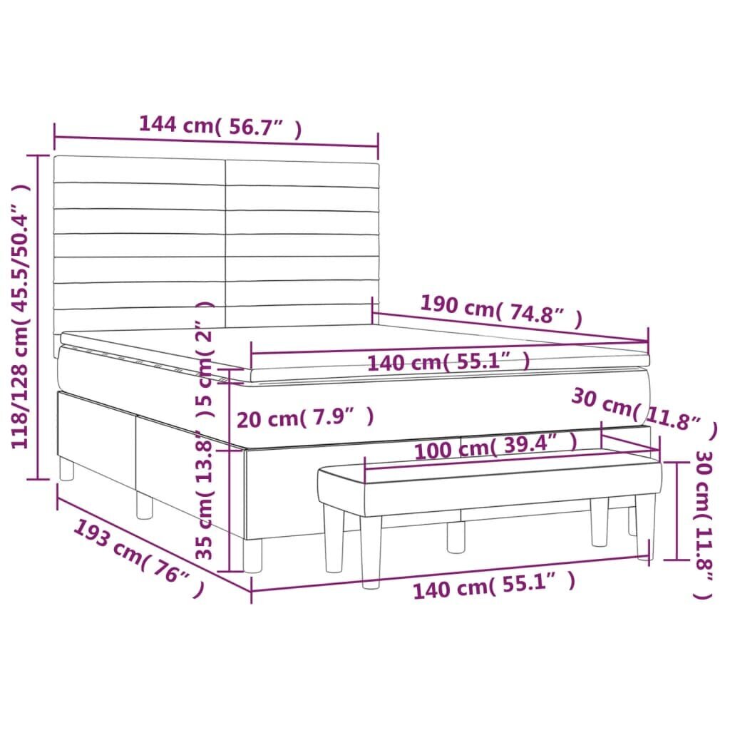 vidaXL atsperu gulta ar matraci, krēmkrāsas audums, 140x190 cm цена и информация | Gultas | 220.lv