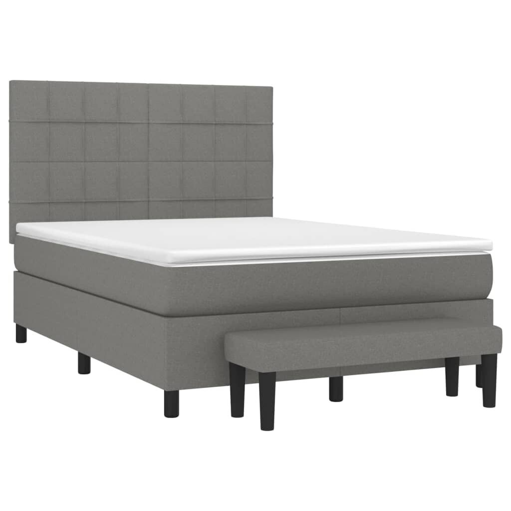 vidaXL atsperu gulta ar matraci, tumši pelēks audums, 140x190 cm cena un informācija | Gultas | 220.lv