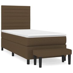 vidaXL atsperu gultas rāmis ar matraci, tumši brūna, 80x200 cm, audums цена и информация | Кровати | 220.lv