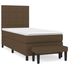 vidaXL atsperu gultas rāmis ar matraci, tumši brūna, 100x200cm, audums cena un informācija | Gultas | 220.lv