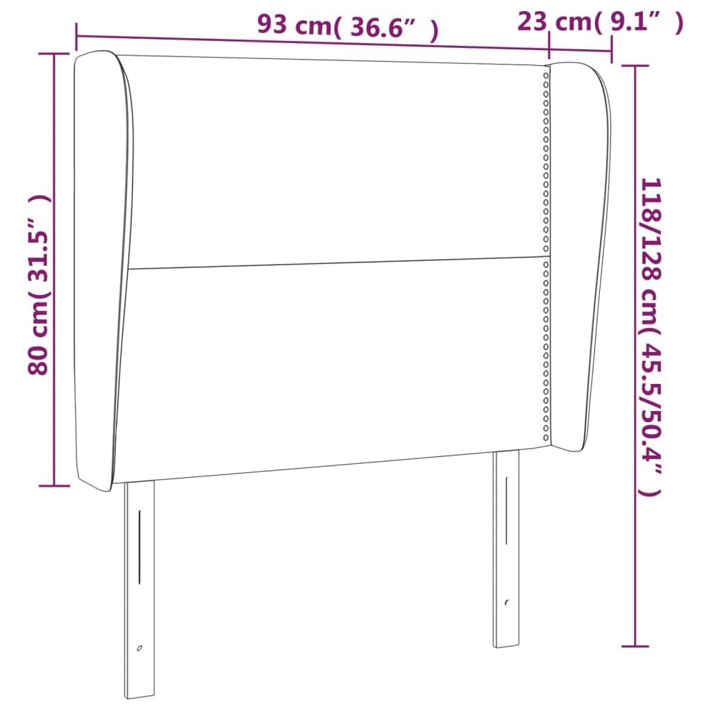 Galvgalis ar malām, 93x23x118/128 cm, rozā samts cena un informācija | Gultas | 220.lv