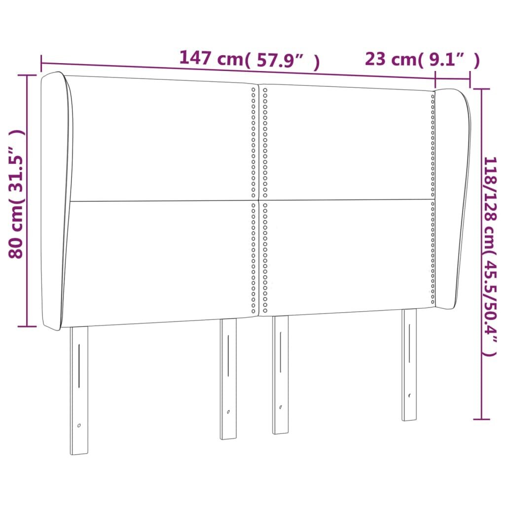 Galvgalis ar malām, 147x23x118/128 cm, rozā samts cena un informācija | Gultas | 220.lv