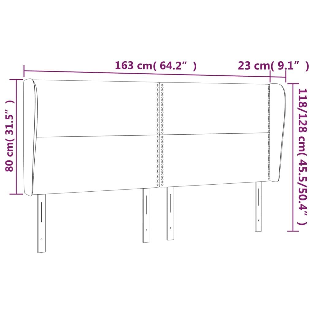 Galvgalis ar malām, 163x23x118/128 cm, rozā samts cena un informācija | Gultas | 220.lv