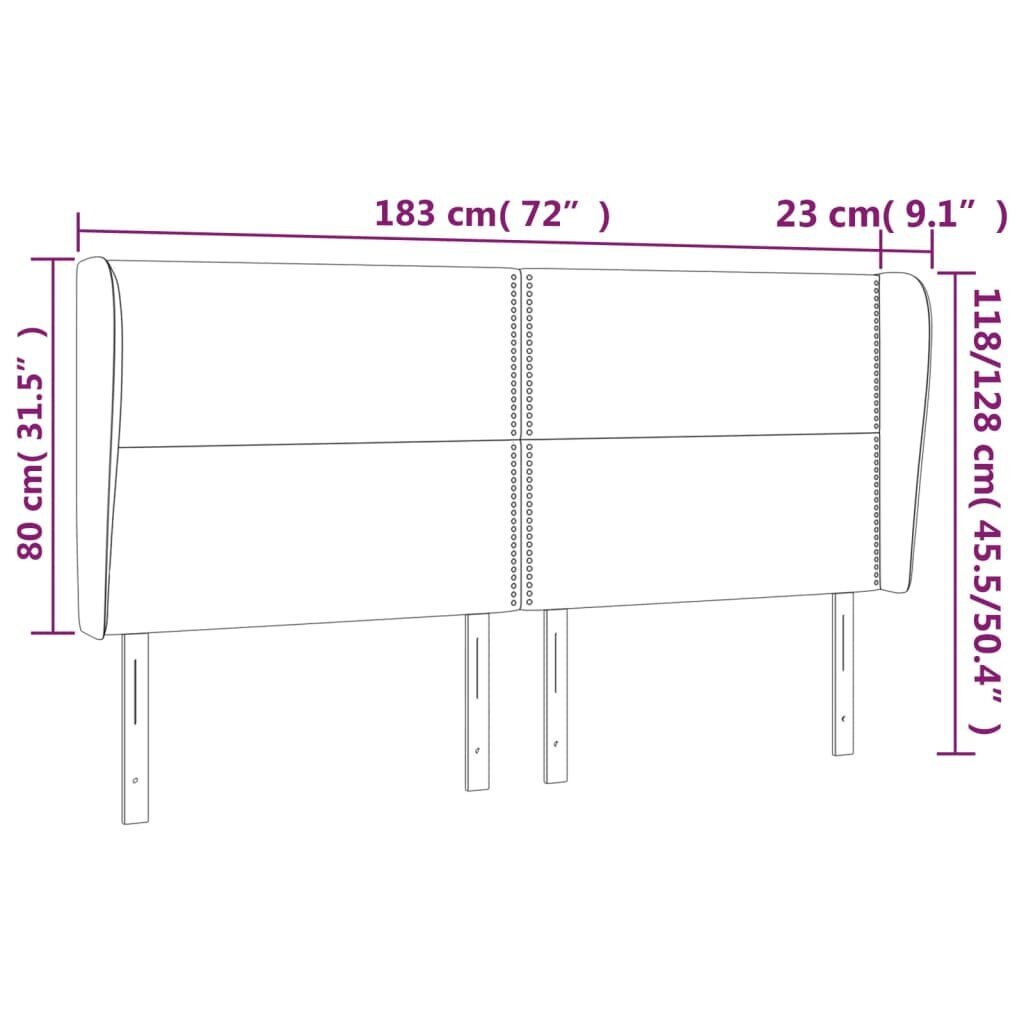 Galvgalis ar malām, 183x23x118/128 cm, rozā samts cena un informācija | Gultas | 220.lv