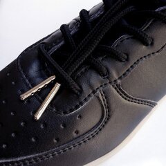 Biezas apaļas kurpju šņores 6 mm 120 cm ar zelta krāsas uzgaļiems, melnas cena un informācija | Līdzekļi apģērbu un apavu kopšanai | 220.lv