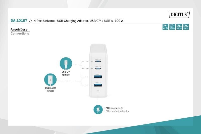 Digitus DA-10197 cena un informācija | Lādētāji un adapteri | 220.lv