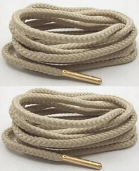 Biezas apaļas kurpju šņores 6 mm 120 cm ar zelta krāsas uzgaļiems, brūnganas cena un informācija | Līdzekļi apģērbu un apavu kopšanai | 220.lv