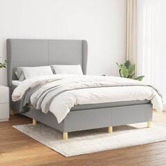 Atsperu gultas rāmis ar matraci vidaXL, 140x190cm, gaiši pelēks цена и информация | Кровати | 220.lv