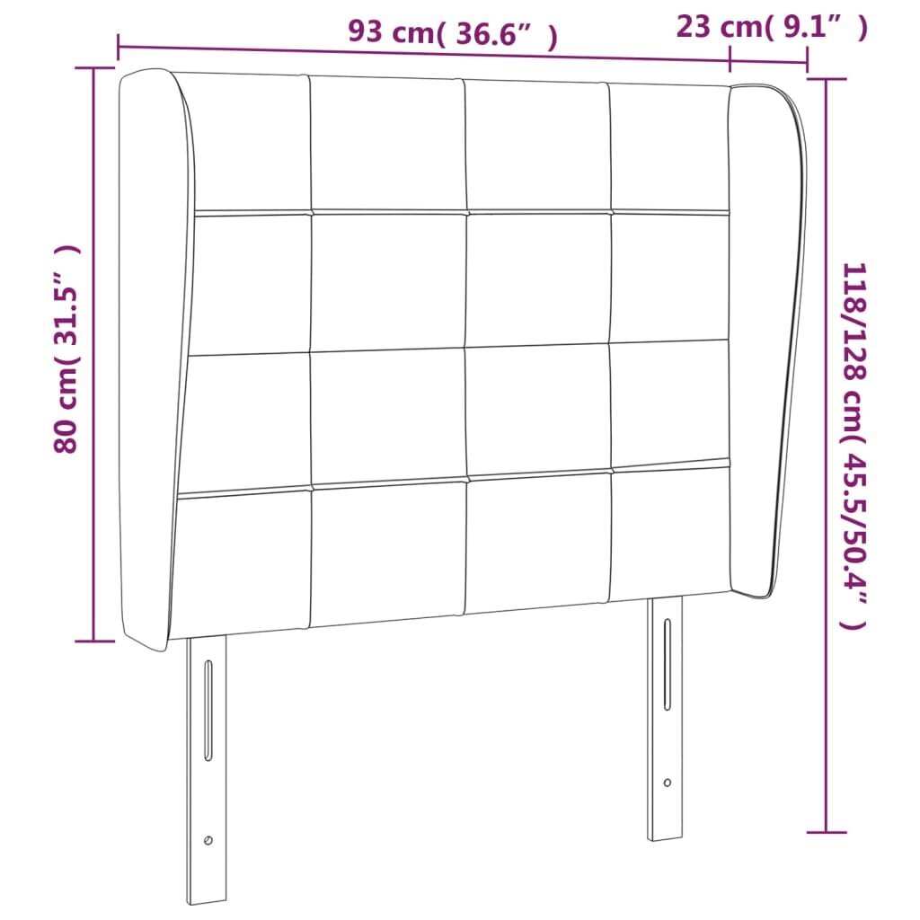 Galvgalis ar malām, 93x23x118/128 cm, melns samts cena un informācija | Gultas | 220.lv