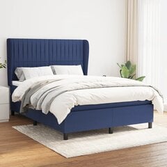 Atsperu gultas rāmis ar matraci vidaXL, 140x190cm, zils cena un informācija | Gultas | 220.lv