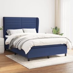 Atsperu gultas rāmis ar matraci vidaXL, 140x190cm, zils цена и информация | Кровати | 220.lv