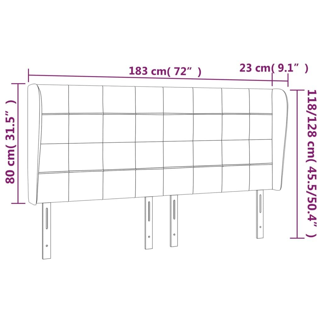 Galvgalis ar malām, 183x23x118/128 cm, gaiši pelēks samts cena un informācija | Gultas | 220.lv