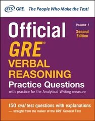 Official GRE Verbal Reasoning Practice Questions, Second Edition, Volume 1 2nd edition, Volume 1 cena un informācija | Sociālo zinātņu grāmatas | 220.lv