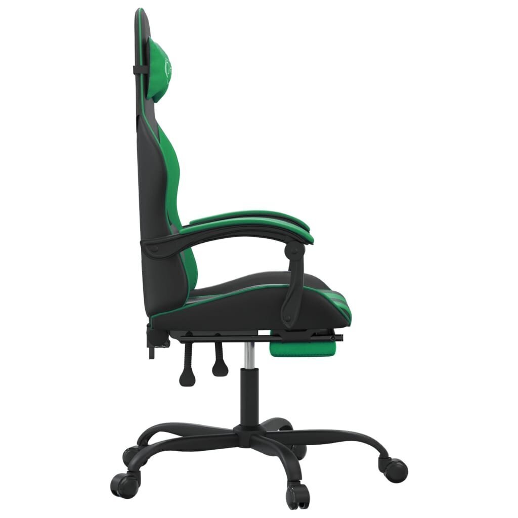 vidaXL datorspēļu krēsls ar kāju balstu, melna un zaļa mākslīgā āda cena un informācija | Biroja krēsli | 220.lv