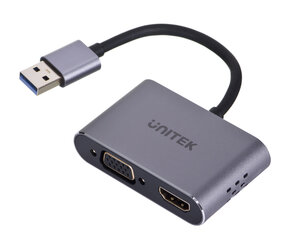 UNITEK ADAPTER USB-A - HDMI & VGA, FULLHD, M/F цена и информация | Адаптеры и USB разветвители | 220.lv