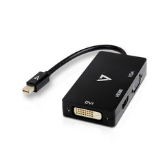 Mini Адаптер для DisplayPort на VGA/DVI/HDMI V7 V7MDP-VGADVIHDMI-1E  Чёрный цена и информация | Адаптеры и USB разветвители | 220.lv