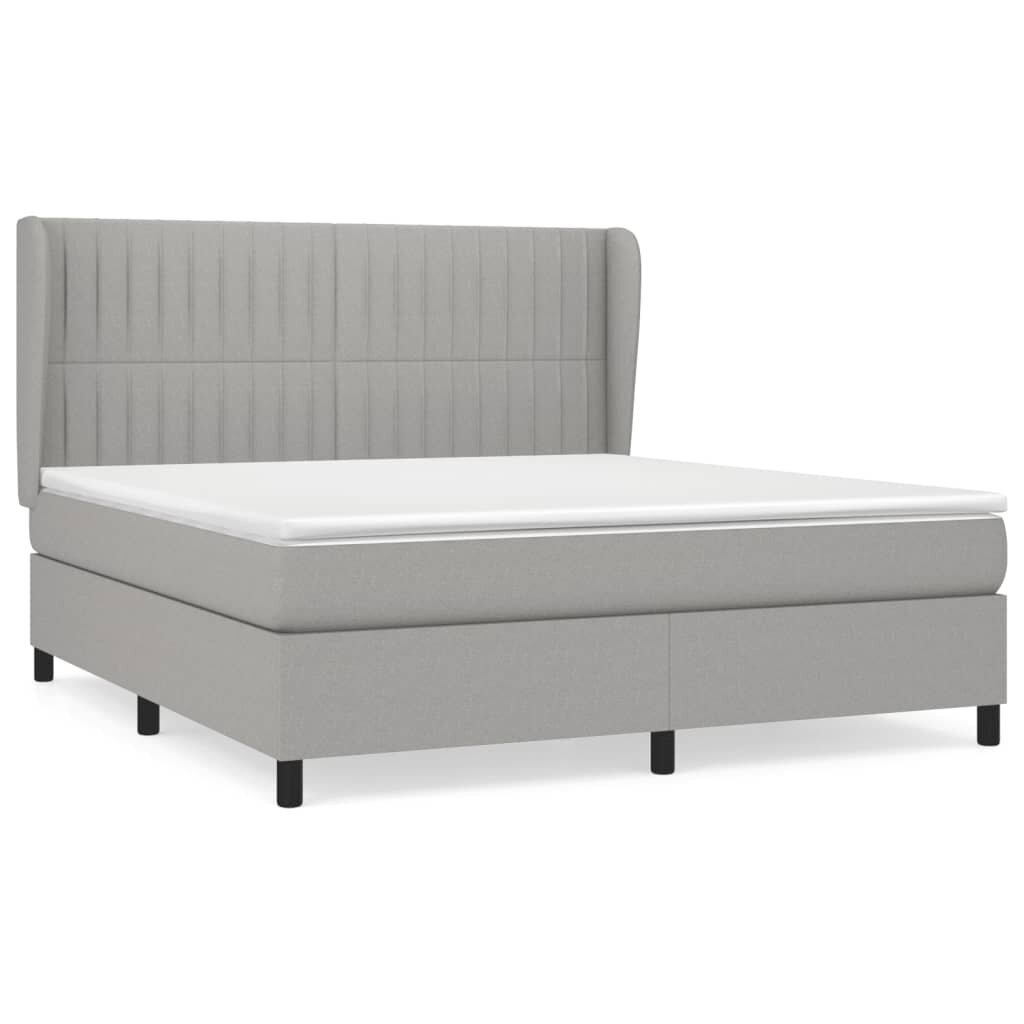 Atsperu gulta ar matraci vidaXL, 180x200 cm, gaiši pelēks цена и информация | Gultas | 220.lv