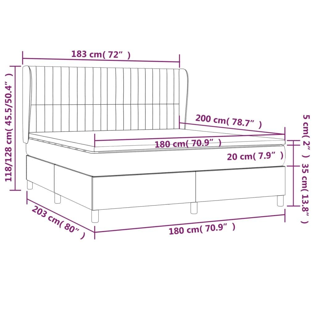 Atsperu gulta ar matraci vidaXL, 180x200 cm, gaiši pelēks цена и информация | Gultas | 220.lv