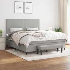 vidaXL atsperu gulta ar matraci, gaiši pelēks audums, 160x200cm cena un informācija | Gultas | 220.lv