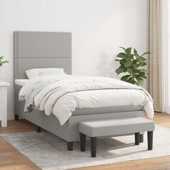 vidaXL atsperu gulta ar matraci, gaiši pelēks, 90x190 cm, audums цена и информация | Кровати | 220.lv