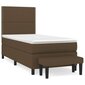 vidaXL atsperu gulta ar matraci, tumši brūna, 90x190 cm, audums цена и информация | Gultas | 220.lv