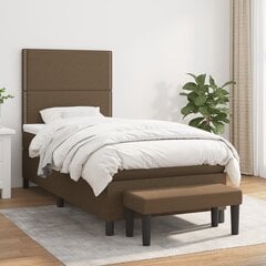 vidaXL atsperu gulta ar matraci, tumši brūna, 90x190 cm, audums цена и информация | Кровати | 220.lv