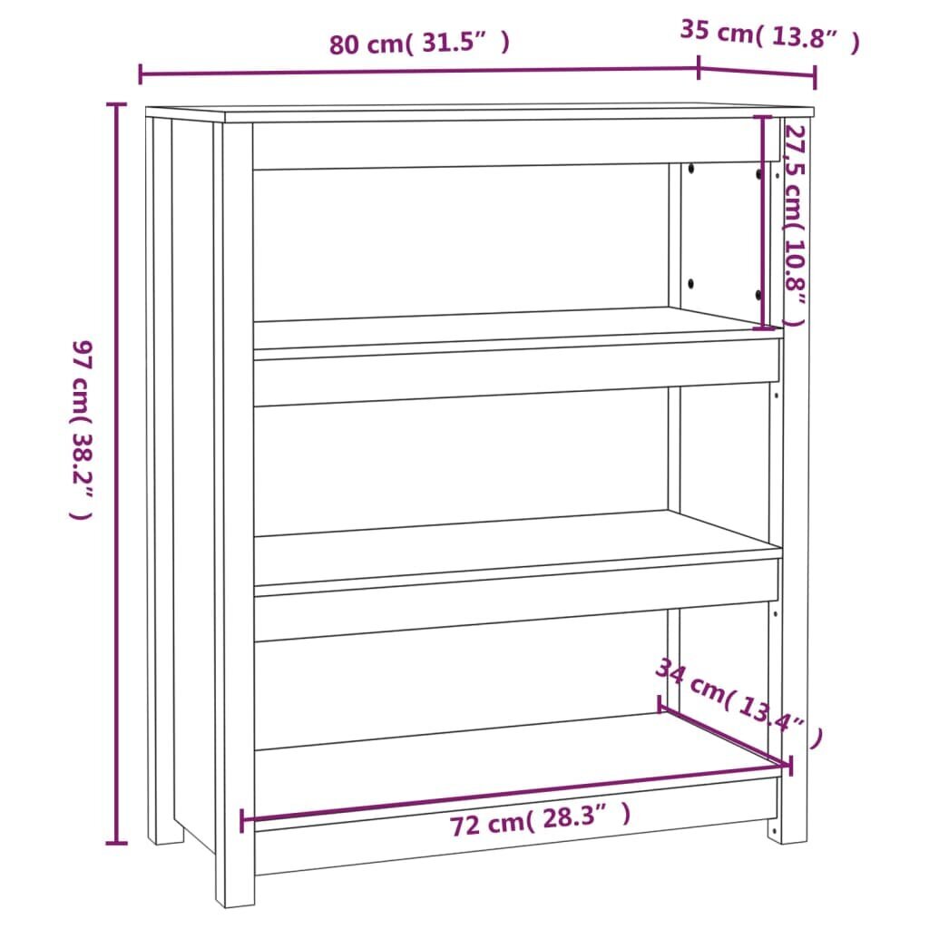 Grāmatu skapis, medus brūns, 80x35x97cm, priedes masīvkoks цена и информация | Skapīši viesistabai | 220.lv