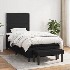 vidaXL atsperu gultas rāmis ar matraci, melns audums, 100x200 cm cena un informācija | Gultas | 220.lv